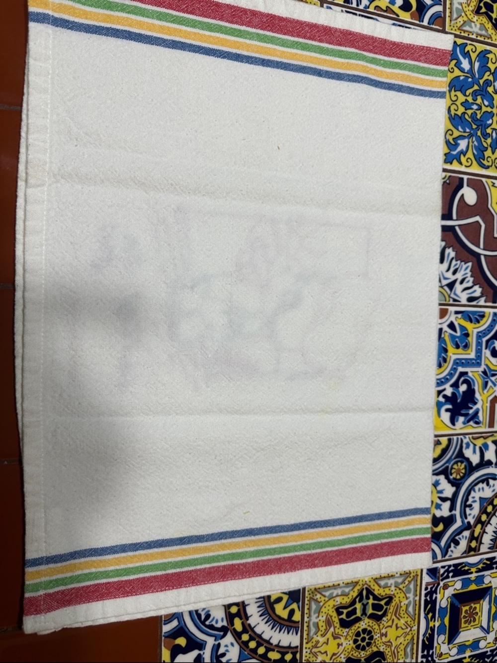 Vintage Embroidered Chef Kitchen Tea Towel - White with Multicolor Stitching - Picture 6 of 6